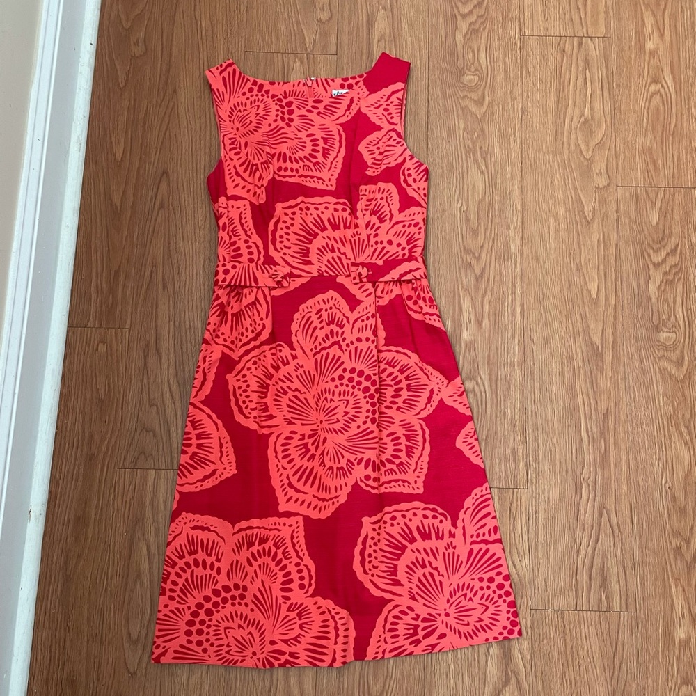 Anthropologie Romany coral floral sleeveless dress